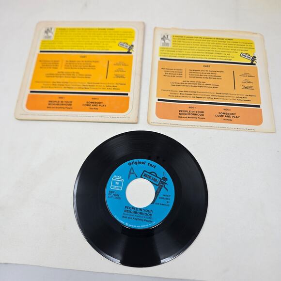Sesame Street Vinyl Record Lot of 6 1970 Numbers Letters Shapes People 7" 45s - Picture 16 of 16